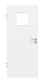 Frontansicht von GARANT Schallschutztür D354-60 Designer White Resopal mit Lichtausschnitt LA-8