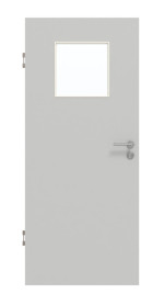 Frontansicht von GARANT Schallschutztür D92-60 Dove Grey Resopal mit Lichtausschnitt LA-9