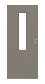 Frontansicht von Schiebetür Taupe RAL 7048 Lack LA 4 mittig Basic - Huga