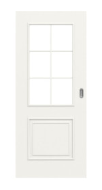 Frontansicht von Landhaus 2 LA Sprosse 2/3 Classic Weißlack Schiebetür - Huga