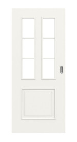 Frontansicht von Landhaus 3 LA Sprosse 1/3 Classic Weißlack Schiebetür - Huga