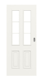 Frontansicht von Landhaus 4 LA Sprosse 1/3 Classic Weißlack Schiebetür - Huga