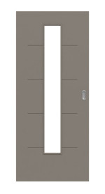 Frontansicht von Signum 14 LA 24 mittig Basic Lack Taupe RAL 7048 Schiebetür - Huga