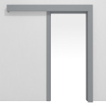 Frontansicht von JELD-WEN Schiebetürsystem vor der Wand laufend Classic Flint Grey DuriTop mit Zarge