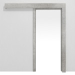 Frontansicht von JELD-WEN Schiebetürsystem vor der Wand laufend Classic Trend Concrete Hell DuriTop CPL mit Zarge