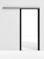Frontansicht von GARANT Line-Schiebetürsystem vor der Wand laufend 0901-60 Black Resopal