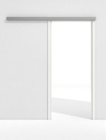 Frontansicht von GARANT Line-Schiebetürsystem vor der Wand laufend U11209SD Edelweiß GHK08