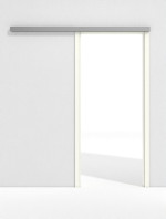 Frontansicht von GARANT Line-Schiebetürsystem vor der Wand laufend W1000ST9 Premium Weiß GHK08