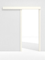 Frontansicht von GARANT Schiebetürsystem vor der Wand laufend 0105-60 Pearl White CePaL