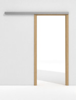 Frontansicht von GARANT Line-Schiebetürsystem vor der Wand laufend Authentic Asteiche CePaL