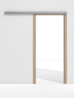 Frontansicht von GARANT Line-Schiebetürsystem vor der Wand laufend Authentic Eiche CePaL