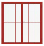 Frontansicht RAL 3000 Innentür-Set 2-flg. Stahl Lofttür mit Sprossen 2-1 - Hörmann