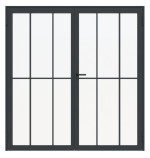Frontansicht RAL 7016 Innentür-Set 2-flg. Stahl Lofttür mit Sprossen 2-1 - Hörmann