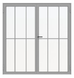 Frontansicht RAL 9006 Innentür-Set 2-flg. Stahl Lofttür mit Sprossen 2-1 - Hörmann