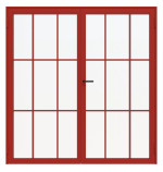 Frontansicht RAL 3000 Innentür-Set 2-flg. Stahl Lofttür mit Sprossen 2-2 - Hörmann