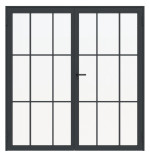 Frontansicht RAL 7016 Innentür-Set 2-flg. Stahl Lofttür mit Sprossen 2-2 - Hörmann
