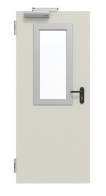 Frontansicht von Außentür-Set Stahl mit Feuerschutzfunktion EI2 90-C5-SA 62-1 mit Rechteckverglasung Ausschnitt 2 inkl. Blockzarge - Teckentrup