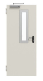 Frontansicht von Innentür-Set Stahl mit Feuerschutzfunktion T90-1 FSA-62 mit Rechteckverglasung Ausschnitt 1 inkl. Blockzarge - Teckentrup