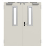 Frontansicht von TECKENTRUP Innentür-Set 2-flg. Stahl mit Feuerschutzfunktion T90-2 FSA-62 mit Rechteckverglasung Ausschnitt 1 inkl. Eckzarge