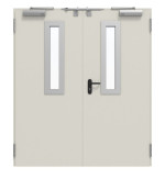 Frontansicht von TECKENTRUP Innentür-Set 2-flg. Stahl mit Feuerschutzfunktion T90-2 FSA-62 mit Rechteckverglasung Ausschnitt 1 inkl. Eck- und Ergänzungszarge