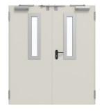 Frontansicht von TECKENTRUP Innentür-Set 2-flg. Stahl mit Feuerschutzfunktion T90-2 FSA-62 mit Rechteckverglasung Ausschnitt 1 inkl. Blockzarge