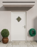 Stilwelt außen von Kunststoff Nebeneingangstür F004 Comfort mit Glasausschnitt