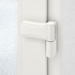 Detail Bänder von Kunststoff Nebeneingangstür F002 Optima mit Glasausschnitt
