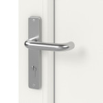 Detail Oberfläche von Kunststoff Nebeneingangstür F004 Comfort mit Glasausschnitt