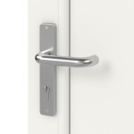 Detail Oberfläche von Kunststoff Nebeneingangstür F004 Optima mit Glasausschnitt