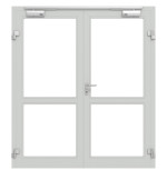 Frontansicht in RAL 7035 von Innentür-Set 2-flg. Aluminium Rohrrahmentür mit Rauchschutzfunktion RS 250 mit LA-02 inkl. Blockzarge - Hörmann