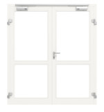 Frontansicht in RAL 9016 von Innentür-Set 2-flg. Aluminium Rohrrahmentür mit Rauchschutzfunktion RS 250 mit LA-02 inkl. Blockzarge - Hörmann