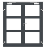 Frontansicht in RAL 7016 von Innentür-Set 2-flg. Aluminium Rohrrahmentür mit Rauchschutzfunktion RS 250 mit LA-03 inkl. Blockzarge - Hörmann