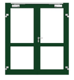 Frontansicht in RAL 6005 von Innentür-Set 2-flg. Aluminium Rohrrahmentür mit Rauchschutzfunktion RS 250 mit LA-02 inkl. Blockzarge - Hörmann