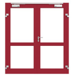 Frontansicht in RAL 3003 von Innentür-Set 2-flg. Aluminium Rohrrahmentür mit Feuerschutzfunktion HE321 mit LA-02 inkl. Blockzarge - Hörmann