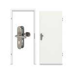 Komplettset-Ansicht von GARANT Wohnungseingangstür-Set Weißlack RAL 9016 mit Zarge und Beschlag