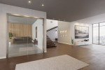 Milieu Loft Wohnzimmer mit Aida Mattierung Doppelflügeltür mit Motiv matt - Erkelenz