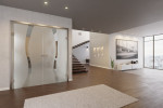 Milieu Loft Wohnzimmer mit Bergamo Mattierung Doppelflügeltür mit Motiv klar - Erkelenz