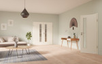 Main-Milieuansicht von GARANT Doppelflügeltür inkl. Zarge W980ST15 Platinweiß GHK08 mit Lichtausschnitt LA-4 schlossseitig Sprosse SP10