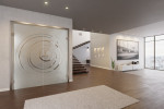 Milieu Loft Wohnzimmer mit Lira Mattierung Doppelflügeltür mit Motiv klar - Erkelenz