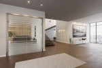 Milieu Loft Wohnzimmer mit Selina Mattierung Doppelflügeltür mit Motiv klar - Erkelenz