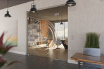 Milieubild von Lira Motiv matt 2-flg. Glaspendeltür mit einem Seitenteil und Oberlicht DORMA Mundus BTS Variante 11 - Erkelenz