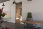 Milieubild von Lira Motiv matt Glaspendeltür mit Oberlicht DORMA Mundus BTS Variante 7 - Erkelenz