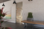 Milieubild von Lira Motiv klar Glaspendeltür mit Oberlicht DORMA Tensor Variante 1 - Erkelenz