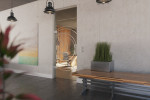 Milieubild von Lira Motiv matt Glaspendeltür mit Oberlicht DORMA Tensor Variante 1 - Erkelenz