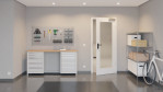 Front-Flur-Milieuansicht von GARANT Rauchschutztür D354-60 Designer White Resopal mit Lichtausschnitt LA-2