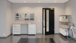 Front-Flur-Milieuansicht von GARANT Rauchschutztür 0901-60 Black Resopal mit Lichtausschnitt LA-4 schlossseitig