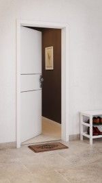 CloseUp-Milieuansicht von GARANT Wohnungseingangstür Aura 832 Matt Weißlack 9016 G-TEC