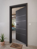 CloseUp-Milieuansicht von GARANT Wohnungseingangstür Aura 833 Matt Graphitgrau 7024 G-TEC