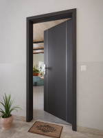 CloseUp-Milieuansicht von GARANT Wohnungseingangstür Aura 851 Matt Graphitgrau 7024 G-TEC