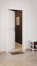 CloseUp-Milieuansicht von GARANT Wohnungseingangstür Corona 831 Pearl White CePaL